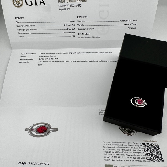 GIA Cert. NO-HEAT or TREATMENTS, Nautral Ruby & Diamond Ring, 14k, sz 6, RARE! - Picture 3 of 17